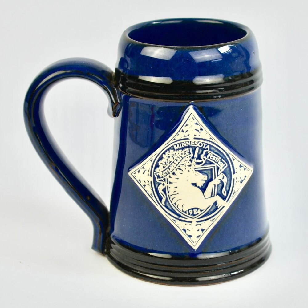 Deneen Pottery Minnesota Renaissance Festival Unicorn 1986 Mug Blue
